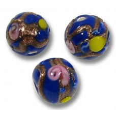 10 Murano Glass Blue Wedding Cake 8mm Round Beads