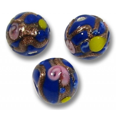 10 Murano Glass Blue Wedding Cake 8mm Round Beads