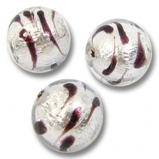 1 Murano Glass Silver Foiled Lacrima 10mm Round Bead