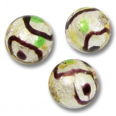 1 Murano Glass Gold and Silver Foil Harlequin 10mm Round Bead