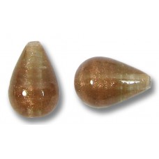 2 Murano Glass Topaz Aventurine 10mm Drop Beads 2 Murano Glass Topaz Aventurine 10mm Drop Beads