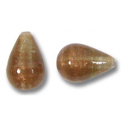 2 Murano Glass Topaz Aventurine 10mm Drop Beads 2 Murano Glass Topaz Aventurine 10mm Drop Beads