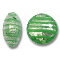 1 Murano Glass Spiral Verde Silverfoil 12mm Lentil Bead