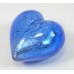 1 Murano Glass Sapphire Silver Foiled 28mm Heart 