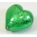 1 Murano Glass Emerald Silver Foiled 28mm Heart 