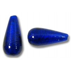 1 Murano Glass Cobalt Blue White Gold Foiled 20mm Drop Bead