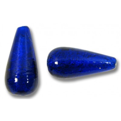 1 Murano Glass Cobalt Blue White Gold Foiled 20mm Drop Bead