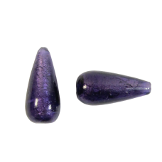 1 Murano Glass Purple Velvet White Gold Foiled 20mm Drop Bead