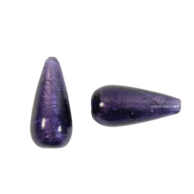 1 Murano Glass Purple Velvet White Gold Foiled 20mm Drop Bead