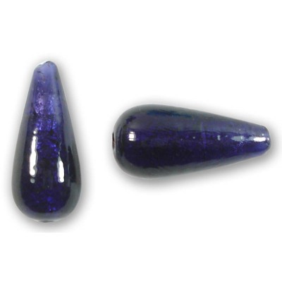 1 Murano Glass Dark Purple Velvet White Gold Foiled 20mm Bead