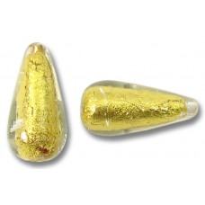 1 Murano Glass Clear Gold Foiled 20mm Drop Bead