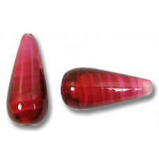 1 Murano Glass Raspberry White Core 20mm Drop Bead