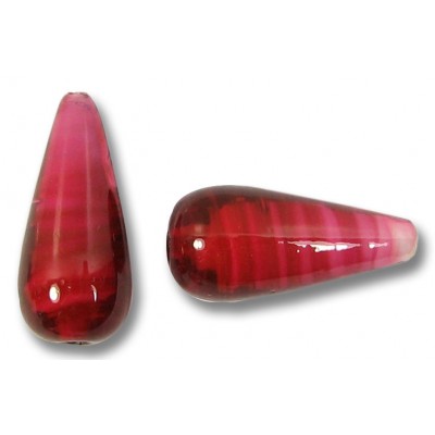 1 Murano Glass Raspberry White Core 20mm Drop Bead