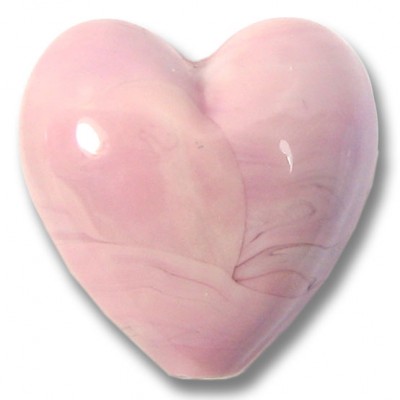 1 Murano Glass Opaque Rose 20mm Heart Bead