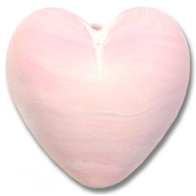1 Murano Glass Opaque Matte Rose 30mm Heart Bead