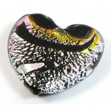 1 Murano Glass Flat 27mm Heart - Blues,Topaz