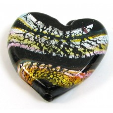 1 Murano Glass Flat 27mm Heart - Blues,Topaz
