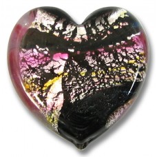 1 Murano Glass Flat 27mm Heart - Pink