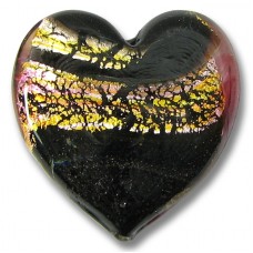 1 Murano Glass Flat 27mm Heart - Rose, Topaz