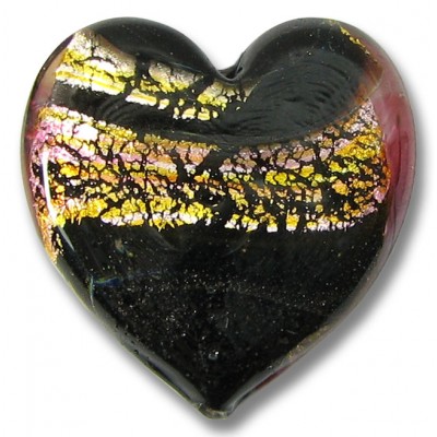1 Murano Glass Flat 27mm Heart - Rose, Topaz