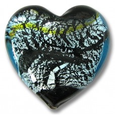 1 Murano Glass Flat 26mm Heart - Blue Shades