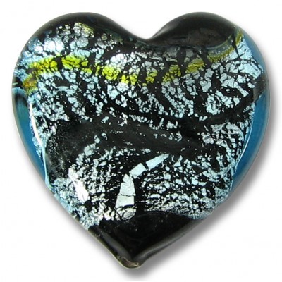1 Murano Glass Flat 26mm Heart - Blue Shades