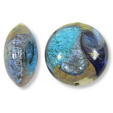 1 Murano Glass Tornado White Goldfoiled 16mm Lentil Bead