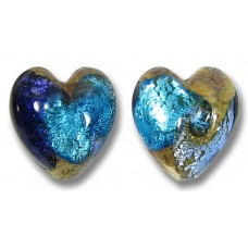 2 Murano Glass Tornado White Goldfoiled 14mm Heart Beads 2 Murano Glass Tornado White Goldfoiled 14mm Heart Beads