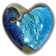 1 Murano Glass Tornado White Goldfoiled 20mm Heart Bead 1 Murano Glass Tornado White Goldfoiled 20mm Heart Bead