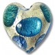 1 Murano Glass Goldfoil Extravagant Sapphire Aqua Verde 20mm Heart Bead