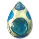 1 Murano Glass Goldfoil Extravagant Sapphire Aqua Verde 28mm Pear Drop