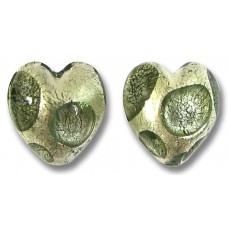 2 Murano Glass Goldfoil Extravagant Black Diamond 14mm Heart Beads