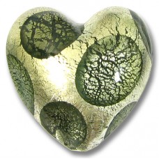 1 Murano Glass Goldfoil Extravagant Black Diamond 20mm Heart Bead