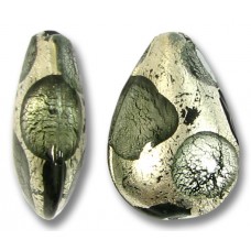 1 Murano Glass Goldfoil Extravagant Black Diamond 20mm Pear Drop