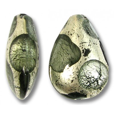 1 Murano Glass Goldfoil Extravagant Black Diamond 20mm Pear Drop