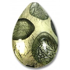 1 Murano Glass Goldfoil Extravagant Black Diamond 28mm Pear Drop