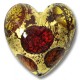 1 Murano Glass Goldfoil Extravagant Light Dark Ruby and Topaz 20mm Heart Bead