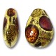 1 Murano Glass Goldfoil Extravagant Light Dark Ruby and Topaz 20mm Pear Drop