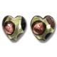 2 Murano Glass Goldfoil Extravagant Amethyst and Purple Velvet 14mm Heart Beads