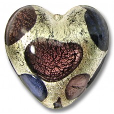 1 Murano Glass Goldfoil Extravagant Amethyst and Purple Velvet 20mm Heart Bead
