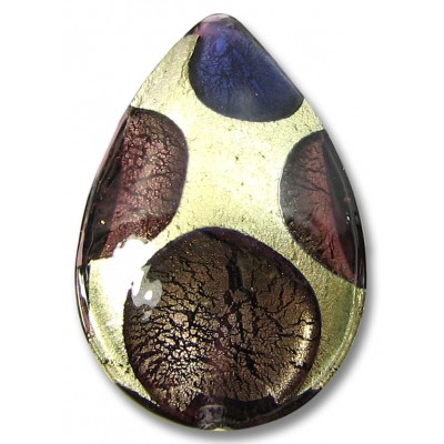 1 Murano Glass Goldfoil Extravagant Amethyst and Purple Velvet 28mm Pear Drop