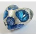 1 Murano Glass Goldfoil Extravagant  Aqua Sapphire BD 20mm Heart Bead