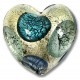 1 Murano Glass Goldfoil Extravagant  Aqua Sapphire BD 20mm Heart Bead
