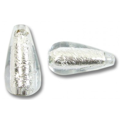 1 Murano Glass Crystal Silverfoil 20mm Drop Bead