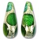 1 Murano Glass White Goldfoil Extravagant Greens 28mm Drop