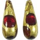 1 Murano Glass Goldfoil Extravagant Light Dark Ruby and Topaz 28mm Drop
