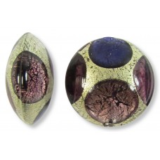 1 Murano Glass White Goldfoil Extravagant Amethyst and Purple Velvet 16mm Lentil