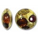1 Murano Glass White Goldfoil Extravagant Light Dark Ruby and Topaz 16mm Lentil