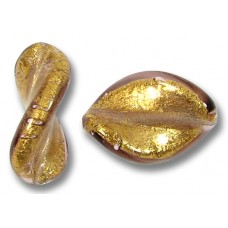 2 Murano Glass Chocolate Amethyst Gold Foiled Elica Twist Beads