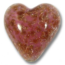 1 Murano Glass Sommerso Rose & Ginger 20mm Heart Bead
